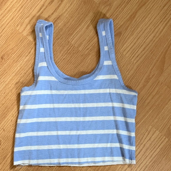 aerie Tops - Aerie Light Blue and White Striped Crop Top